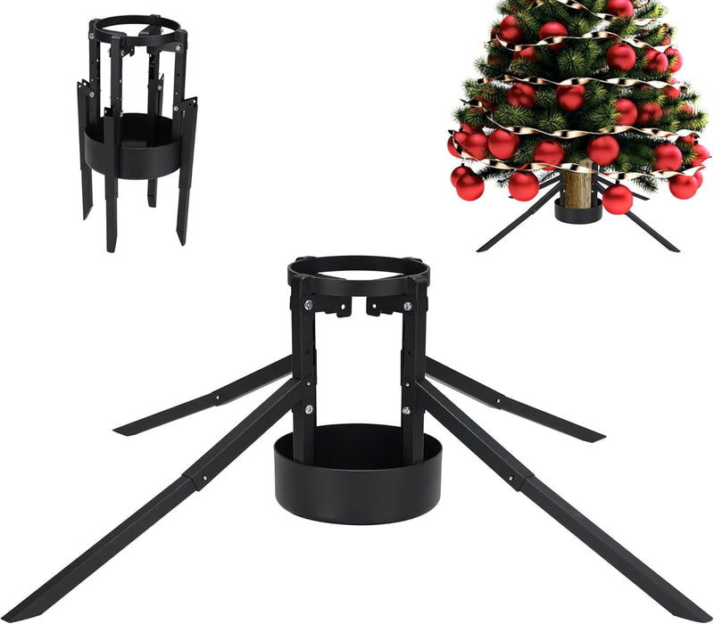 Christmas Tree Stand for Real Trees, Christmas Tree Base with Removable Retractable Support Legs, Suitable for Trees with 2.2 to 5.9 Inch Trunks and up to 10 Feet Tall, Silver