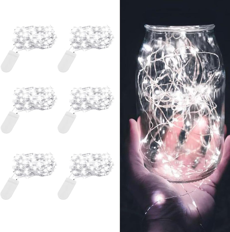 20 Pack Fairy Lights Battery Operated String Lights-7.2Ft 20 LED Silver Wire Warm White Firefly Mini Lights for Wedding,Party,Diy Crafts,Mason Jars,Centerpieces Table Decorations