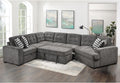 149'' Oversized Sectional Sleeper Sofa with Chaise Lounge and Pull Out Bed, 7-Seater U-Shaped Sectional Couches with Cuddler for Living Room - Ebony Chenille