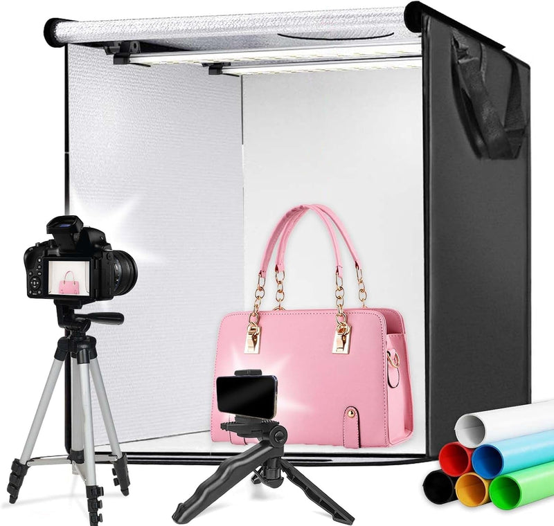 24X24 Photo Light Box Professional Portable Photo Studio Photo Light Studio Photo Tent Light Box 6 Color Backdrops, Foldable Picture Lightbox(24X24 Photo Box)