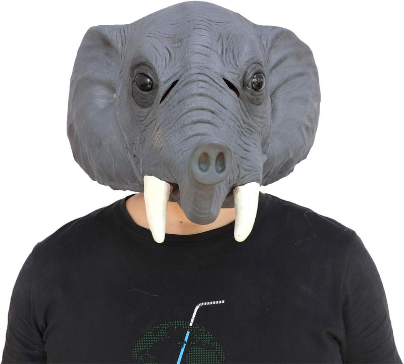 Deluxe Latex Elephant Mask Novelty Creepy Halloween Animal Head Mask Costume Party Decorations