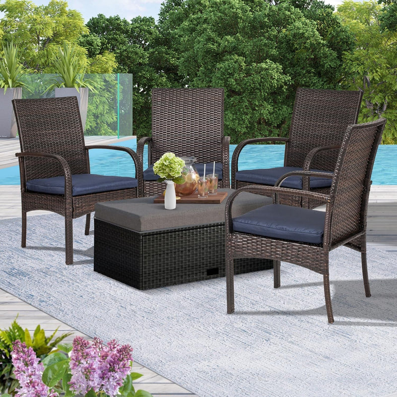 2 Pack Wicker Patio Dining Padded Cushions Outdoor Rattan Chairs with Armrest Support 350 Lb, 2Pack, Brown