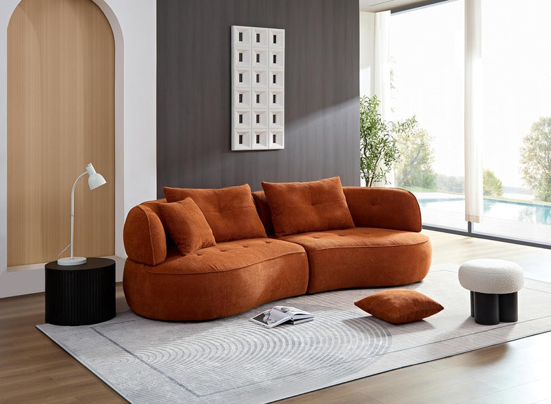 105.9'' Luxury Modern Sectional Curved Sofa - Contemporary Design, Plush Comfort, Curved Couch for Living Room, L-Shape Right Chaise (Orange)