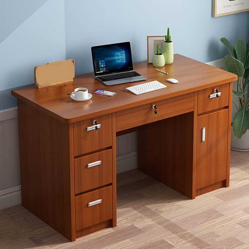 Bureau d'écriture à domicile avec tiroirs, bureau d'ordinateur en bois, bureau de coiffeuse, table d'étude avec rangement, poste de travail moderne, petit bureau pour chambre à coucher, salon (47,2" LX 23,6" WX 29,5" H, marron foncé)