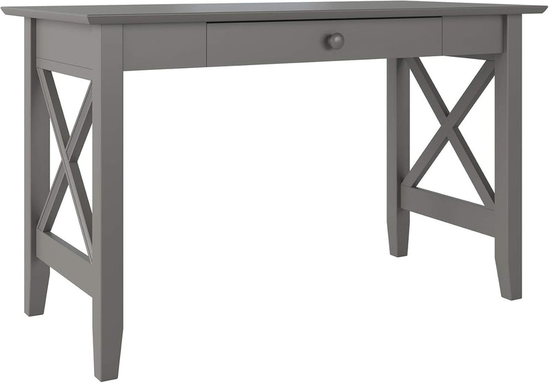 AFI 48" Solid Wood Writing Desk - Sturdy X Design - Home Office Desk with Drawer - Laptop Computer Work Study Table Grey