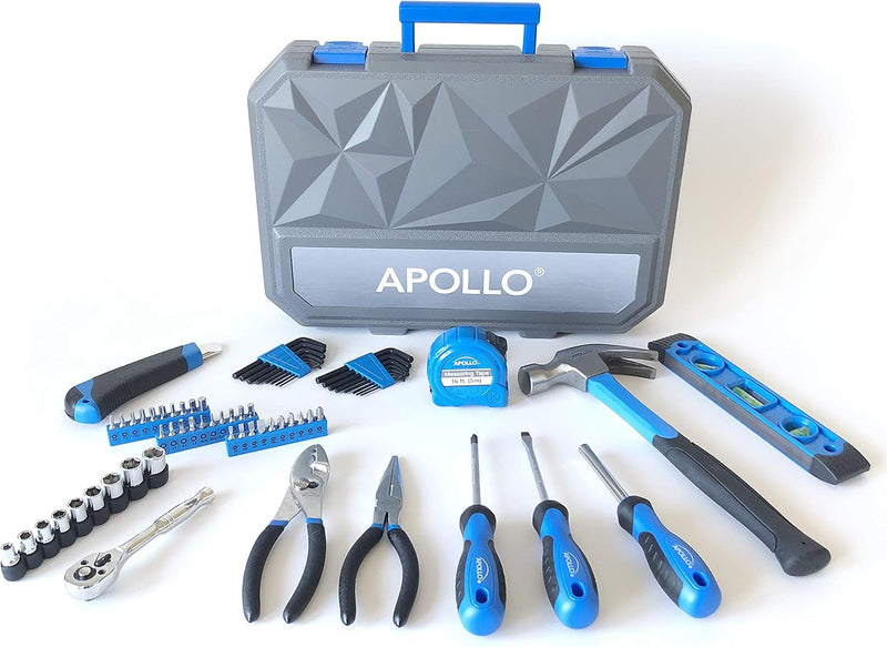 Apollo Tools 65-Piece Essential Tool Set with Sockets and Most-Used Tools for Do It Yourself Repairs and Maintenance Blue - DT0001