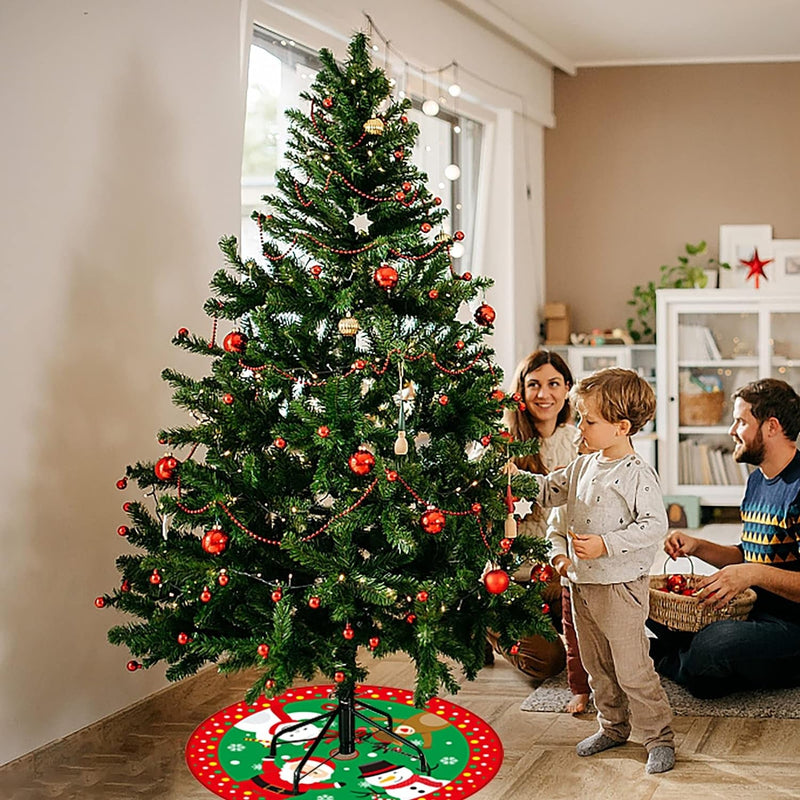 Christmas Tree Skirt 48 Inch Santa and Snowman Tree Skirt Decorations for Xmas, Party and Holiday Seasonal Ornaments