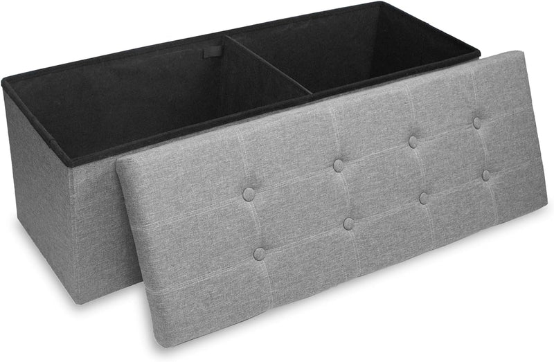 43.3 Inches Folding Storage Ottoman Bench Storage Chest Footrest for Bedroom, Entryway and Living Room, Holds up to 660 Lb Light Grey