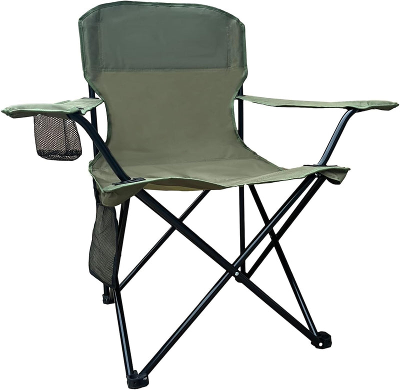Beach Camp Cup Holder, Storage Pocket, Waterproof Bag Outdoor Arm Chair, Supports 225LBS, Blue