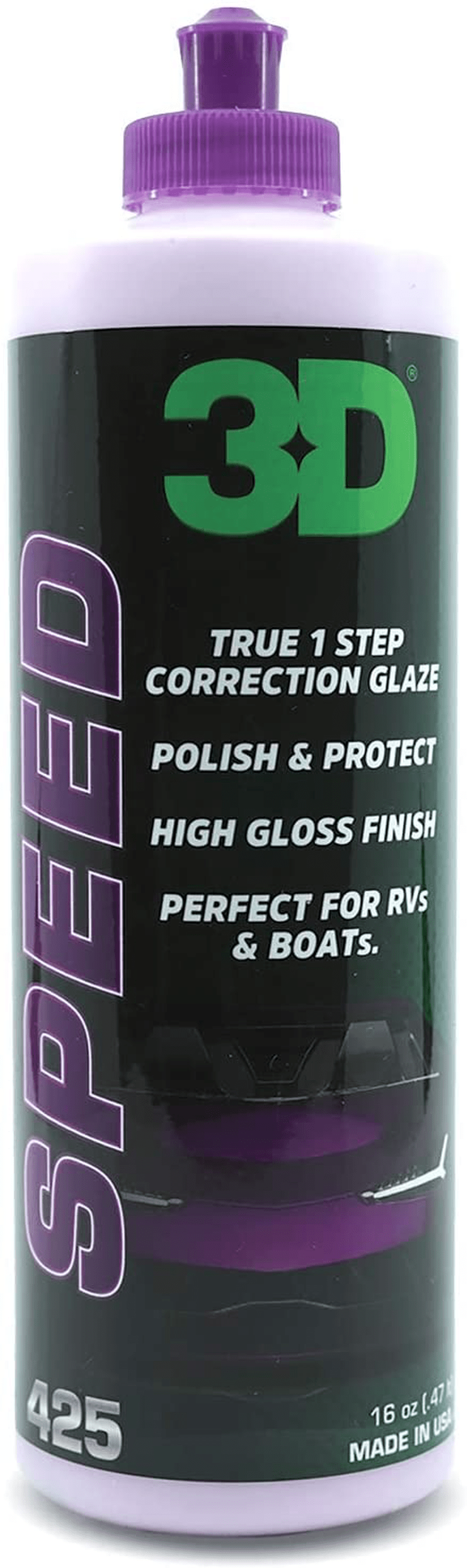 3D Speed Car Polish & Wax – 16oz – All-In-One Scratch Remover & Swirl Correction with Wax Protection