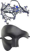 Awlsyj Couples Masquerade Mask Metal Roman Venetian Halloween Mardi Gras Costumes Party Ball Prom Mask