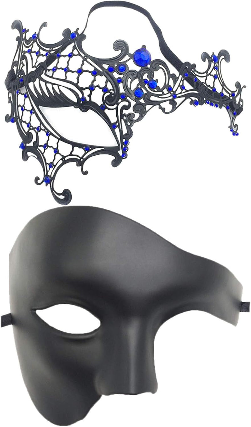 Awlsyj Couples Masquerade Mask Metal Roman Venetian Halloween Mardi Gras Costumes Party Ball Prom Mask