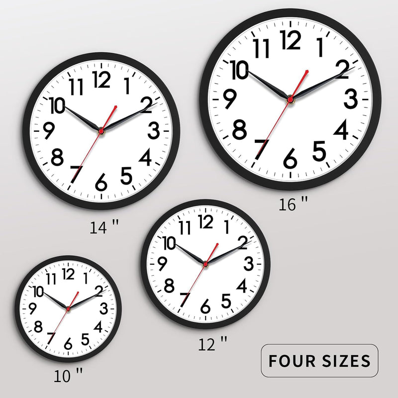 AKCISOT Wall Clock 10 Inch Silent Non-Ticking Modern Clocks Battery Operated - Analog Small Classic for Office, Home, Bathroom, Kitchen, Bedroom, School, Living Room(Black)