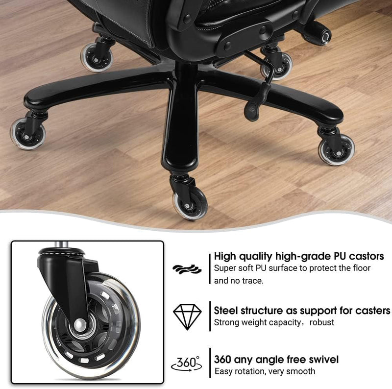 400Lbs Big and Tall Office Chair for Heavy People Executive Office Chair Wide Spring Seat Home Office Desk Chair with Heavy Duty Casters 360 Swivel Chair Computer PU Leather Chair (Black)