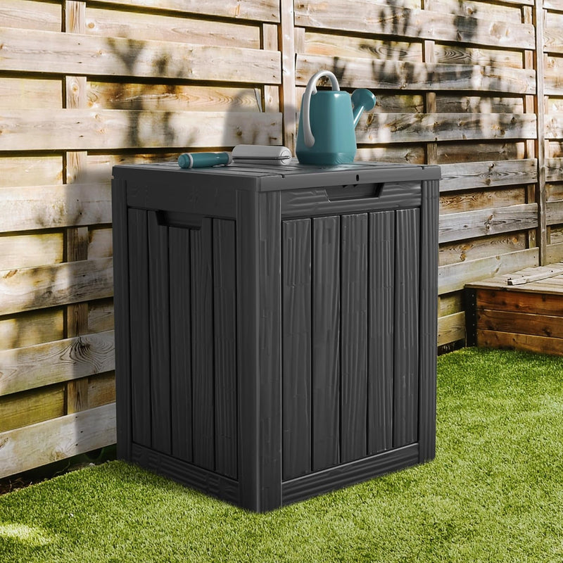 31 Gallon Outdoor Deck Box Waterproof Storage Resin Boxes UV Resistant Lockable Container for Patio Furniture Cushions Garden Tool Sports Equipment Pool Supplies Delivery Storage Outside