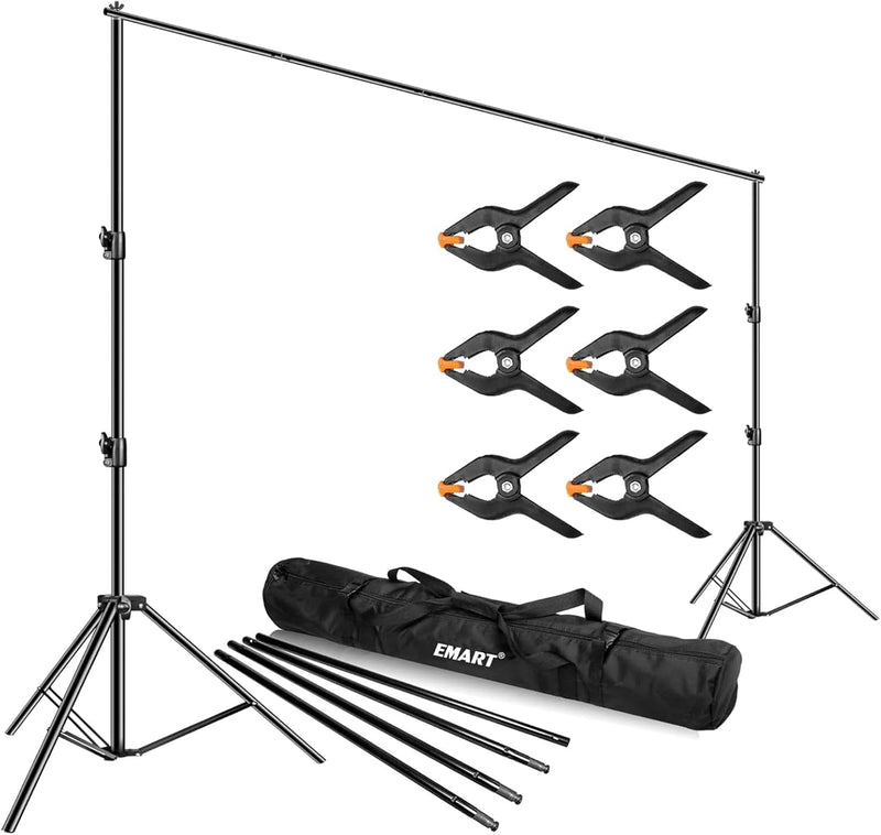 EMART Photo Video Studio Backdrop Stand, 10(H) X 12(W) Ft Heavy Duty Adjustable Photography Muslin Background Support System Kit