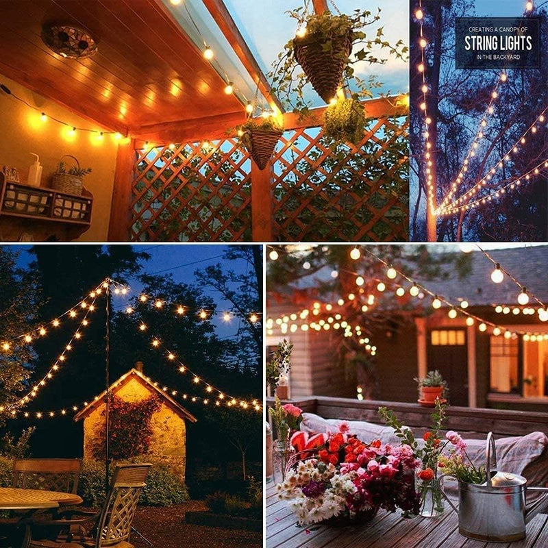 G40 Outdoor Globe String Lights, 25Ft Hanging Patio Lights with 27 Incandescent Bulbs (2 Spare), Connectable Backyard Lights UL Listed for Indoor Outdoor Bistro Wedding Decor, E12 Base, 5W-Black Wire