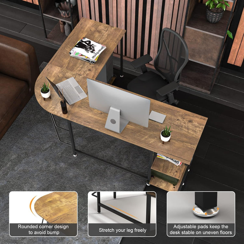 Anivia Reversible L Shaped Desk with Shelves, 68.9" Large Computer Desk Gaming Desk Home Office Corner Desk for Writing, 68.9''