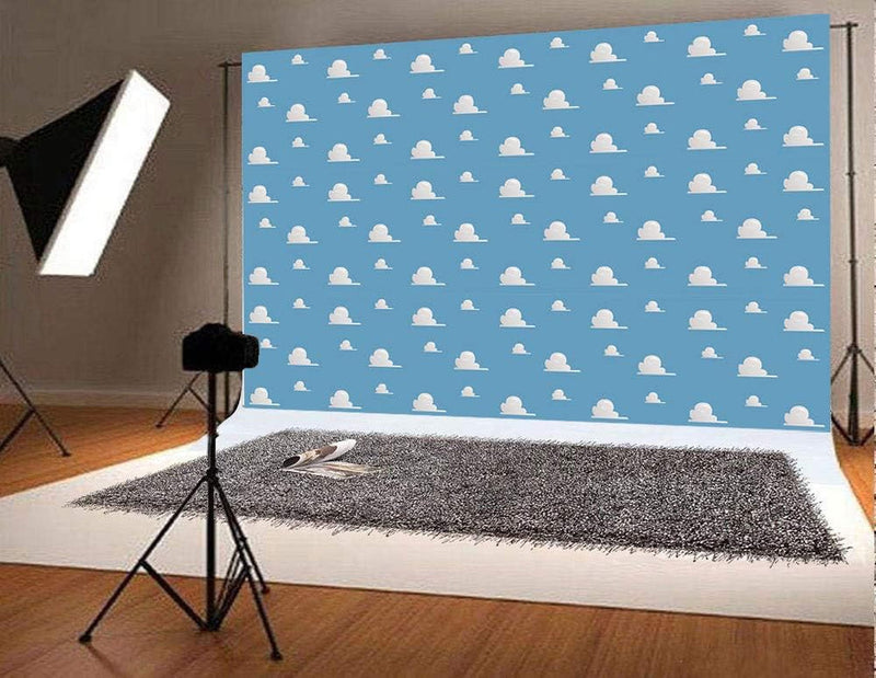 7X5Ft It'S a Boy Story Themed Birthday Party Photography Backdrops Blue Sky White Clouds Baby Shower Photo Background Kids Hero Photo Booth Studio Props Vinyl