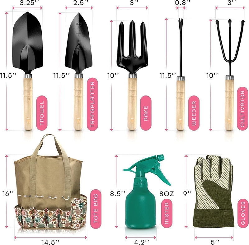 Gardening Tools for Women Stainless Steel Gardening Tools - Gardening Kit Garden Tools for Women Includes Shovel Trowel Fork Rake Gardening Gloves Perfect Gardening Gifts