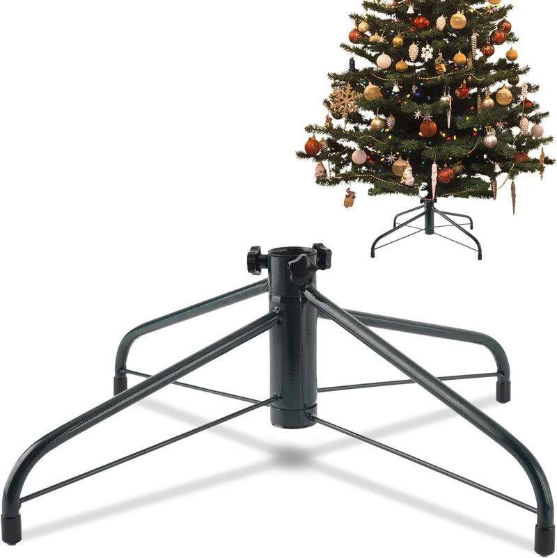 ELFJOY Christmas Tree Stand 21.6" Iron Metal Tree Base for Artificial Trees with Rubber Pad Thumb Screw (Green)