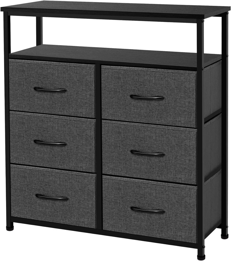 AZL1 Life Concept AZ200415 Extra Wide Dresser Storage Tower with Sturdy Steel Frame,5 Drawers of Easy-Pull Fabric Bins, Organizer Unit for Bedroom, Hallway, Entryway, Black