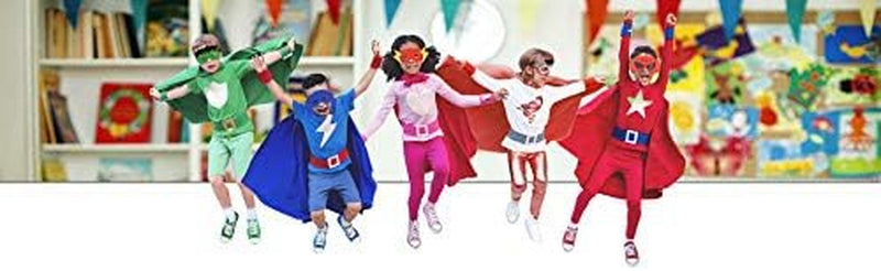 Bulk Superhero Capes for Kids - Satin Capes and Felt Masks with Embodied Three Bracelets for Boys and Girls Superhero Toys Costume 2-12 Year for Boys Party Gifts P-J