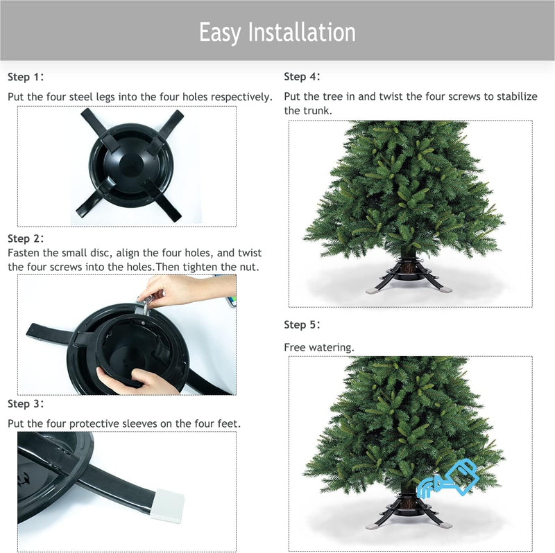 Christmas Tree Stand for Live Tree,Real Christmas Tree Base Fits for 2-Inch to 4.8-Inch Trunk,1-Gallon Water Capacity.