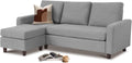 Babion 79" Convertible Sectional Sofa Couch, Linen Fabric L-Shaped Couch 3-Seat Sofa with Removable Ottoman for Living Room, Apartment and Compact Spaces, Dark Gray