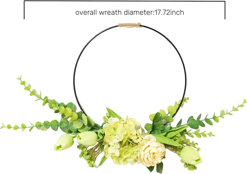 17.72Inch Elegant Artificial Wreath: Peony & Tulip Design, Perfect for Doorstep, Foyer, Living Room, Farmhouse, Home, and Wedding Decorations.