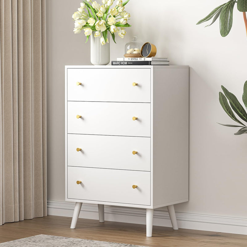 6 Drawer Double Dresser for Bedroom, Rattan Dresser with Gold Handles, Boho Chest of Drawers with Deep Drawers for Living Room