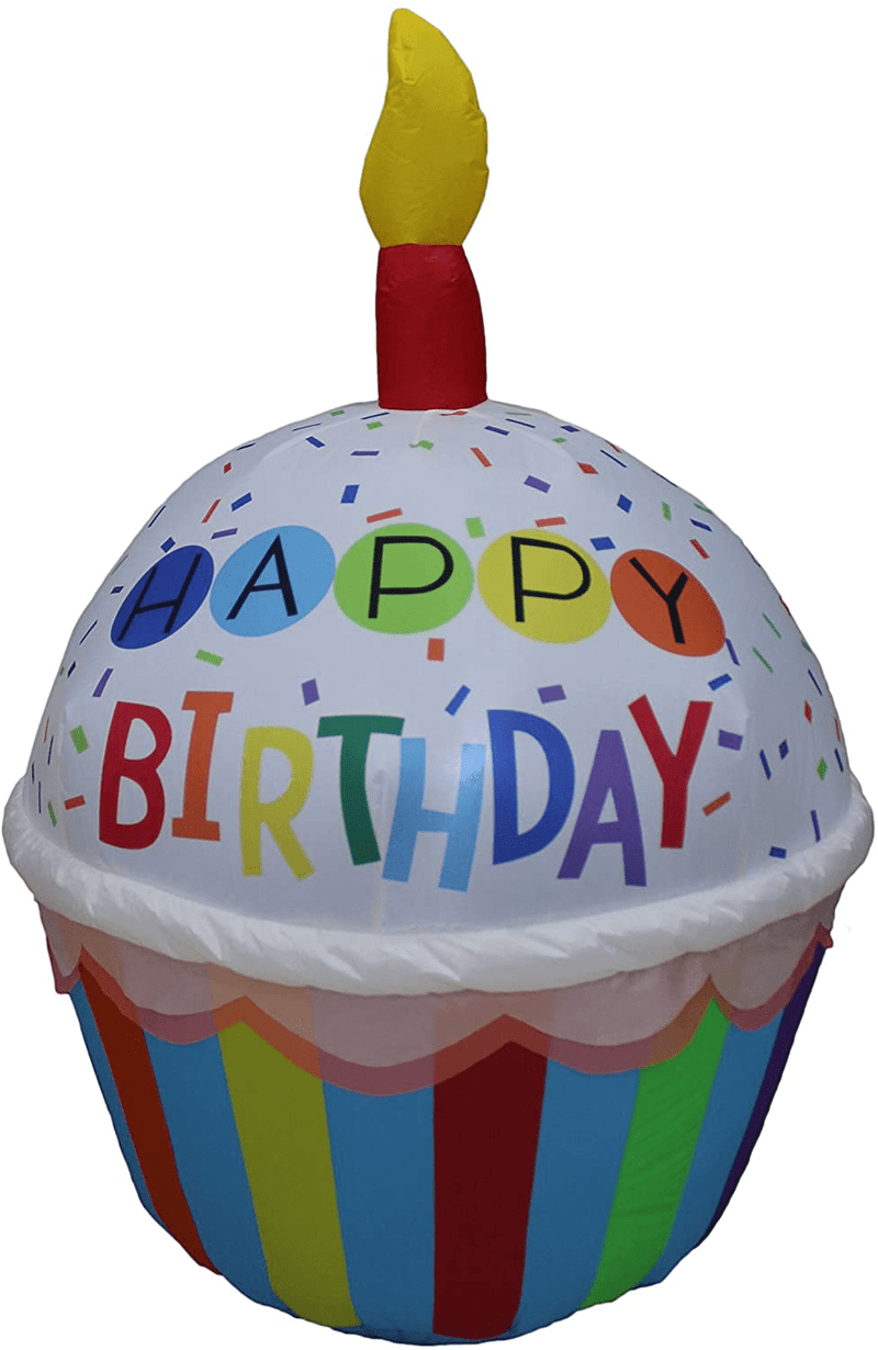 4 Foot Tall Cute Happy Birthday Inflatable Cupcake with Candle Lights Blowup Party Decoration for Outdoor Indoor Home Celebration Garden Yard Lawn Prop Home & Garden > Decor > Seasonal & Holiday Decorations& Garden > Decor > Seasonal & Holiday Decorations Blossom Inflatables   