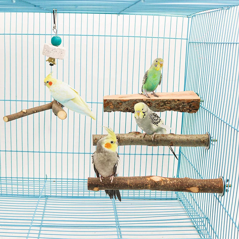 4 Pack Natural Wood Bird Perch for Bird Cages,Parrot Stand Perch Platform Exercise Playground Toys Paw Grinding Stick Perch Stand Cage Accessories for Budgies Cockatiel Conure Parakeet Lovebirds (H01) Animals & Pet Supplies > Pet Supplies > Bird Supplies > Bird Cages & Stands Roundler   