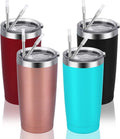 4 Pack Travel Tumblers with 8 Lids, Stainless Steel Double Wall Vacuum Travel Tumbler for Home School Office Camping, Insulated Travel Tumbler Works Good for Ice Drink, Hot Beverage(20 Oz, Silver) Home & Garden > Kitchen & Dining > Tableware > Drinkware CozyHome Mix Color 4-4  