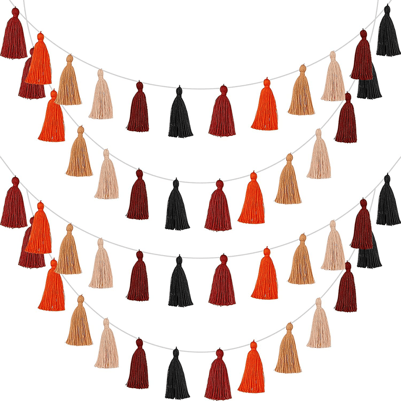 4 Pieces Christmas Tassel Garland Colorful Tassel Banner Decorative Christmas Felt Garland Wall Hanging for Festival, Pre-Assembled (Rose Red, Pink, Brown, Khaki,3.1 Inch) Arts & Entertainment > Party & Celebration > Party Supplies WILLBOND Black, Dark Brown, Pink, Brown, Orange, Rust Red 3.1 Inch 