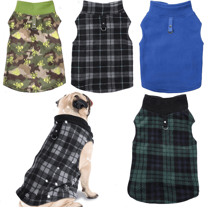 4 Pieces Fabric Dog Sweater with Leash Ring Winter Fleece Vest Dog Pullover Jacket Warm Pet Dog Clothes for Puppy Small Dogs Cat Chihuahua Boy Animals & Pet Supplies > Pet Supplies > Dog Supplies > Dog Apparel Weewooday Skull Pattern Small 
