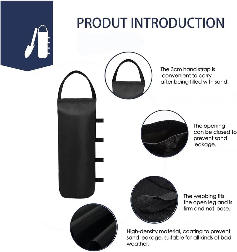 4 (Black) Cylindrical Sand Bags Weights for Canopy Weight Bag Outdoor Advertising Tent Sunshade Fixed Windproof Sandbag Bag Weight Bags for Pop up Canopy Tent (Without Sand)