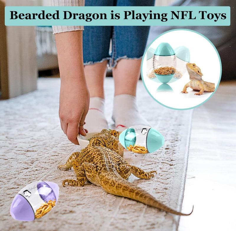 Bearded Dragon Toys Lizard Feeder Toys Reptile Enrichment Toys America Football Shape Toys for Bearded Dragon, Lizard, Gecko (2Pcs)