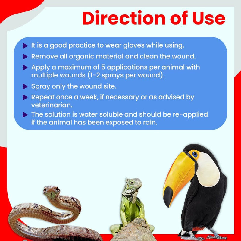 F10 Antiseptic Wound Spray Only for Reptiles, Birds, Small Animals & Exotic Animals, Antiseptic Pain Relief Spray & Prevents Infection - 100Ml