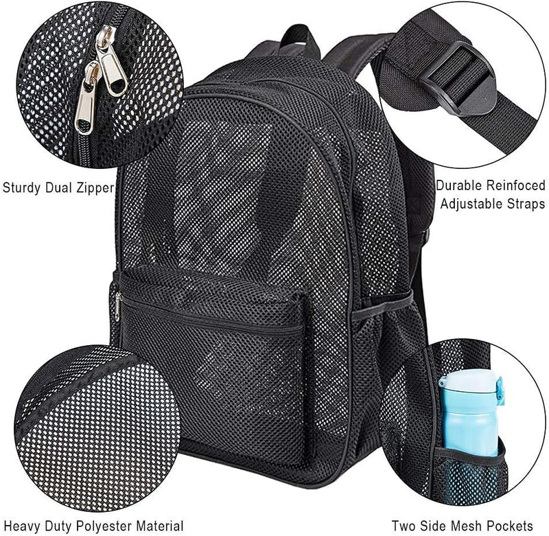 COVAX Heavy Duty Semi-Transparent Mesh Backpack, Mesh Drawstring Bag, Sport Equipment Storage Bag for Beach, Swimming