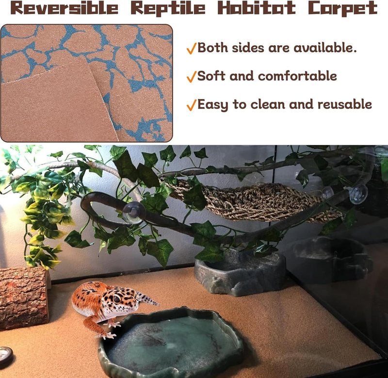 BNOSDM 2 PCS Reptile Carpet Mat Terrarium Liner Bedding Reptile Cage Mat Supplies for Tortoise Lizard Leopard Gecko Snake Chameleon 23.6’’ X 15.7’’