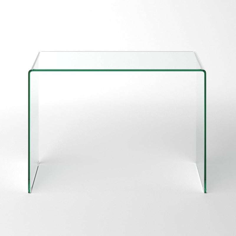 Bent Glass Computer Desk Rectangular Shaped PC Laptop Workstation Table for Home Office, 43.3" L, Clear