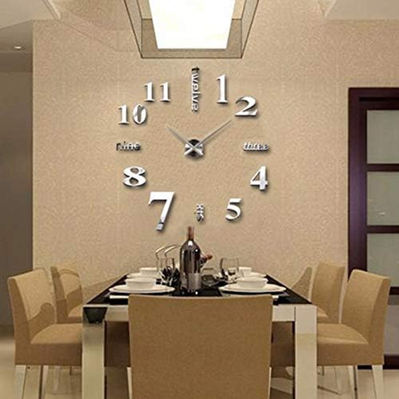 FASHION in the CITY Large 3D DIY Wall Clock Frameless Mirror Surface Big Wall Clock Home Decoration for Living Room Bedroom Home Office Kids Room Hotel Coffee Hall Bar Wall Decoration