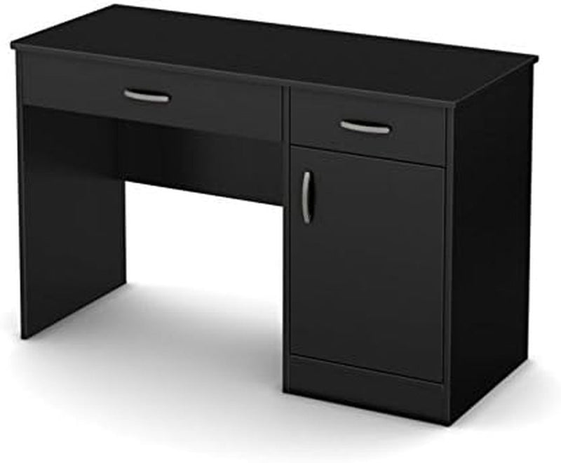 BOWERY HILL Modern Computer Desk with Keyboard Tray, Wood Writing Desk with Drawers and Shelves for Home Office, Black