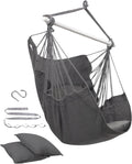 Hammock Chair Swing Indoor Hammock for Bedroom - Max 500 Lbs－Steel Spreader Bar with Anti-Slip Rings-Indoor&Outdoor