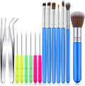 15 Pieces Cake Decorating Tool Set Include Cookie Decoration Brushes Cookie Scriber Needles Sugar Stir Needles Elbow and Straight Tweezers for Cookie Cake Fondant Decoration Supplies(Purple)