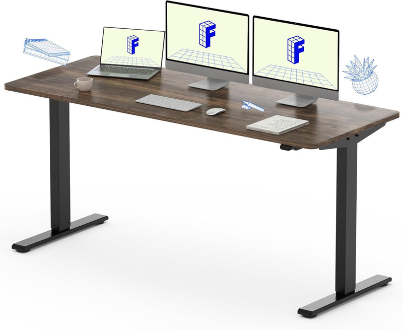 FLEXISPOT EC1 Essential Adjustable Desk, Electric Standing Desk Sit Stand Desk (48X24 Inch, Gray Frame+Marble Grey)