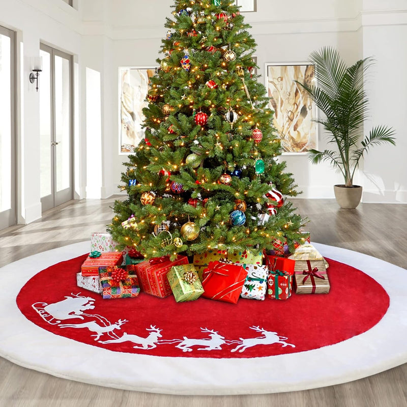 Christmas Tree Skirt, 72 Inch Plush Xmas Tree Skirts for Christmas, Holiday Party Decorations Decoraciones De Navidad - Cloud