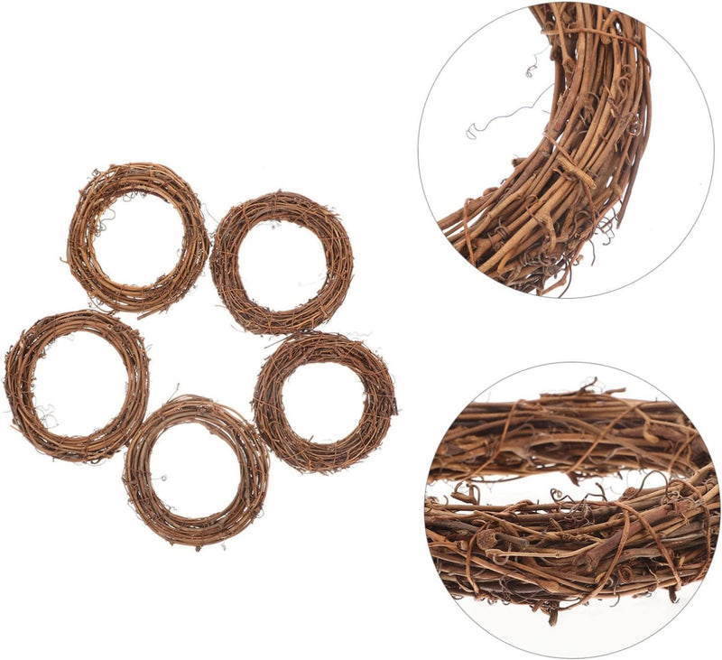 Artibetter 10 Pcs Rattan Garland Wood Wreath Frame Brown Decor Christmas Rattan Wreath Flowers Decor Twig Vine Garland Twig Wreath Flower Decor Grape Rings DIY Wreath Decor Moon Wooden Rattan