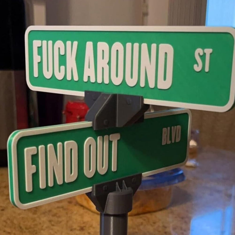 F around Find Out Street Sign Desk Decoration Funny Desk Gift,Fuck around and Find Out Street Sign,Office Desk Home Decor,3D Printed Street Sign,Decorative Sign for Bedroom,Living Room